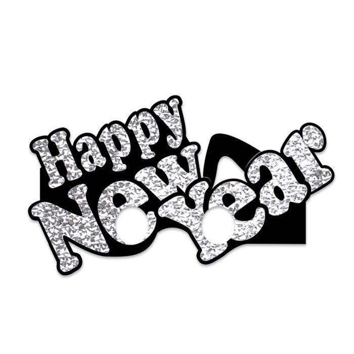 Happy New Year Black/Silver Glasses 6ct