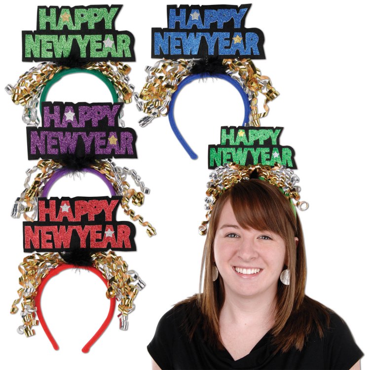 New Year Headband Glitter Asst