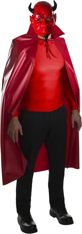 Red Devil Mask &amp; Cape Set Adlt