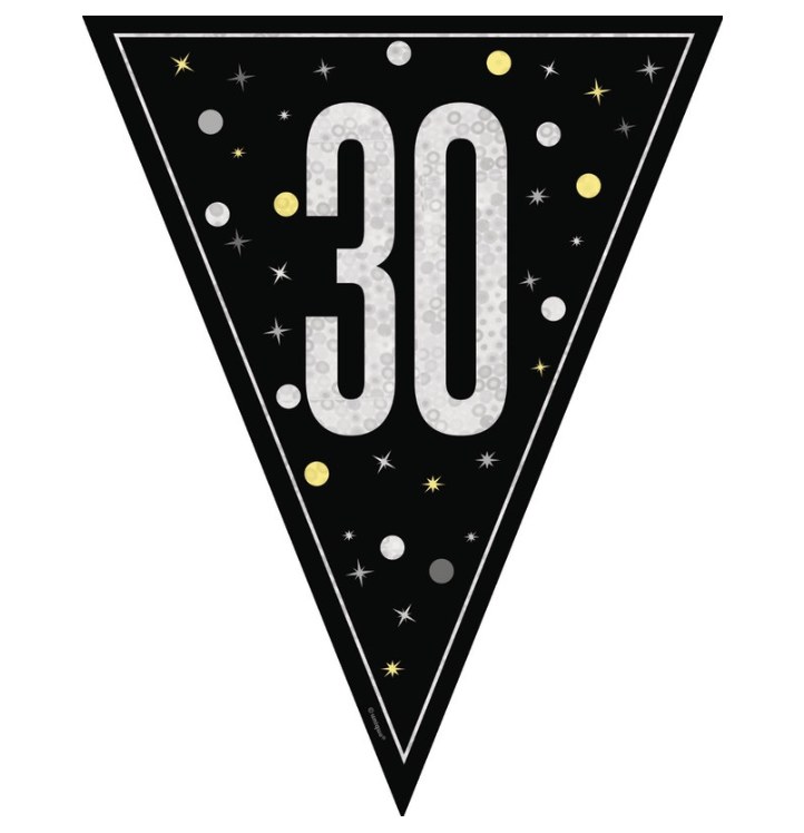 30th Glitz Pennant Banner 9ft