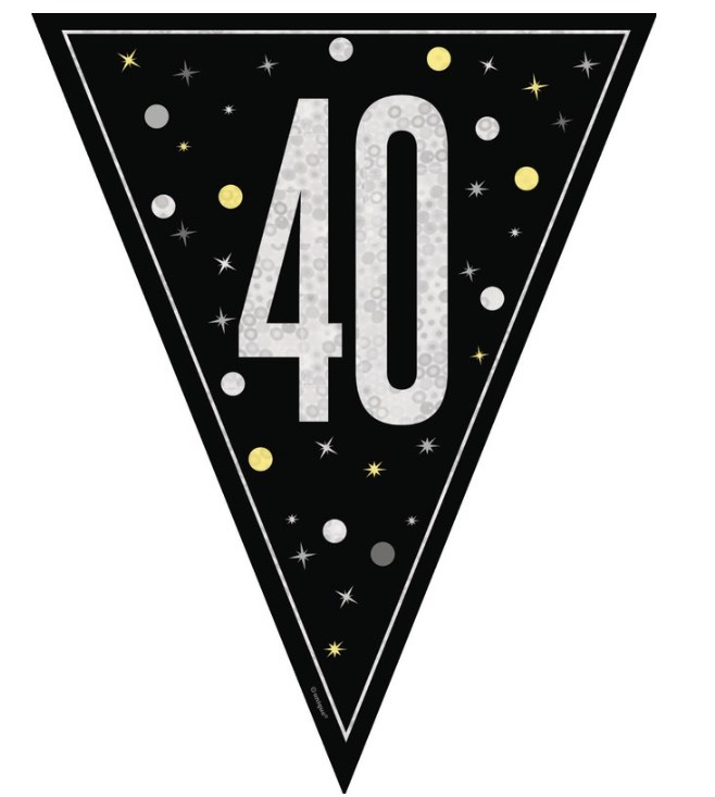 40th Glitz Pennant Banner 9ft