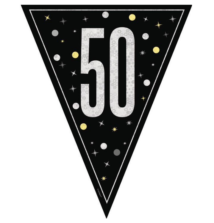 50th Glitz Pennant Banner 9ft