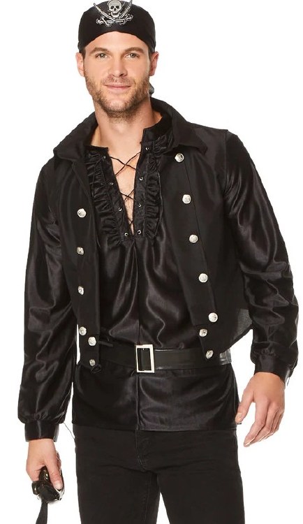 Black Skull Pirate Adult Lg