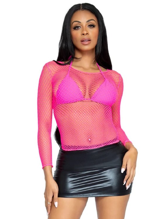 Shirt LS Net Hot Pink