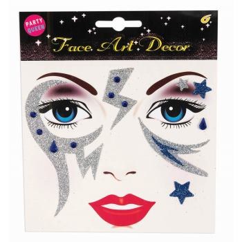 Face Stickers Silver/Blue