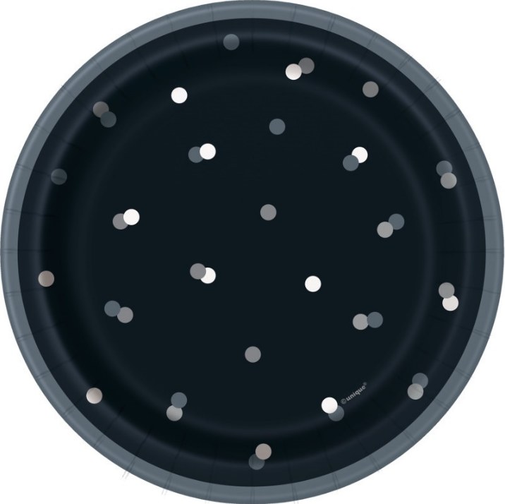 Glitz Blk/Silv 7in Plates 8ct