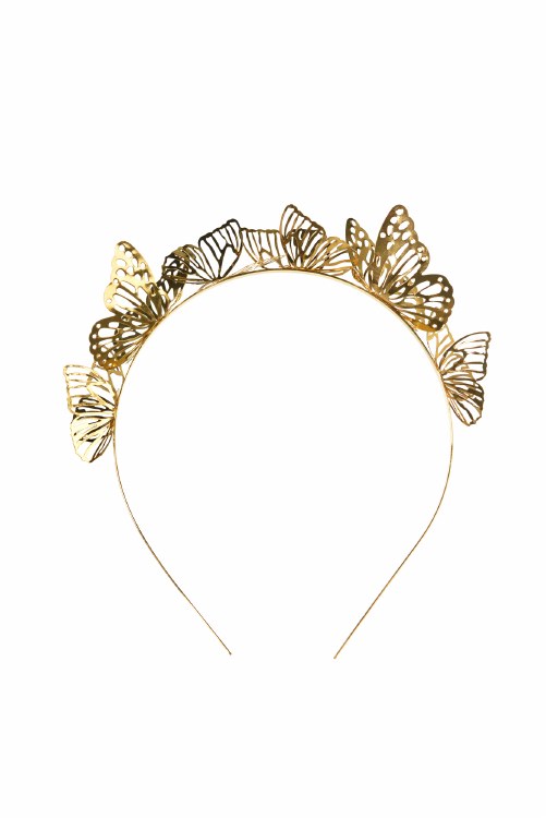 Headband Butterflies Gold