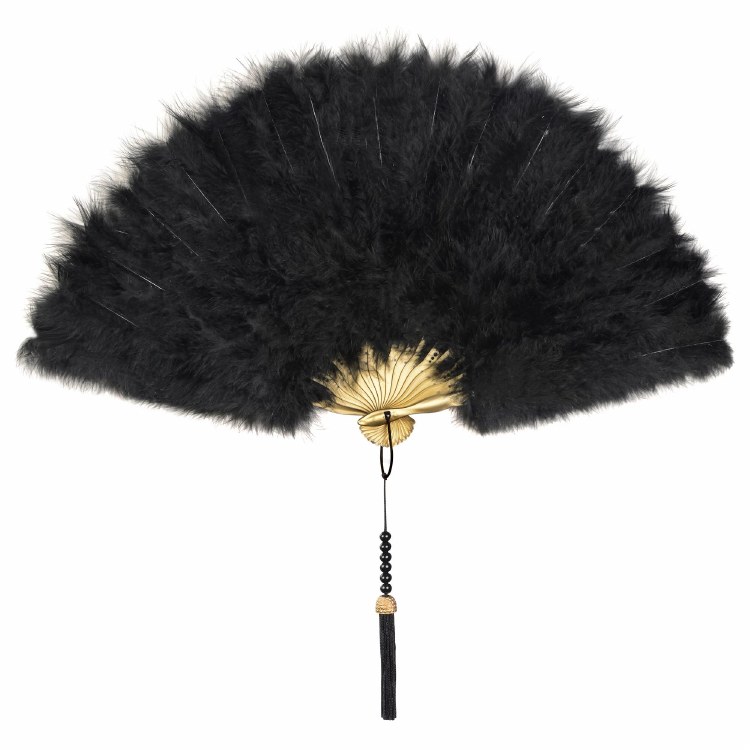 Roaring 20's Black Feathered Fan