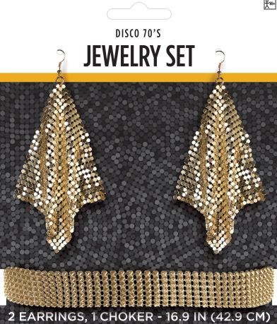 1970's Disco Jewlery Set Gld