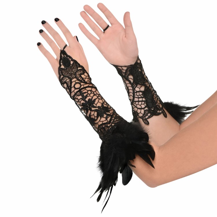 Cuffs Feather Lace DLX Blk