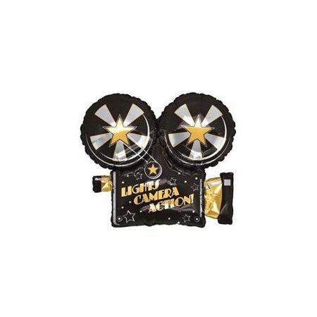 Movie Night, Hollywood Camera Shape • Jumbo 32" Mylar Helium Balloon
