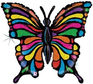 Butterfly, Pop Art Holographic Shape • Jumbo 25" Mylar Helium Balloon