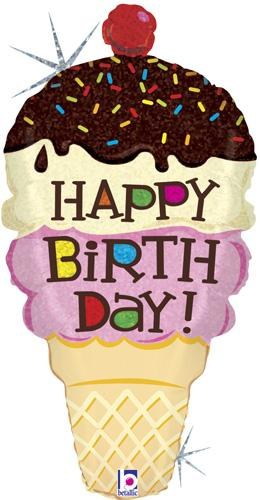 Jumbo Happy Birthday Ice Cream Cone ~ 33&quot; {special order only}
