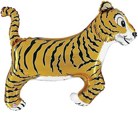 Jungle, Safari • Tiger, Full Body Shape • Jumbo 41" Mylar Helium Balloon