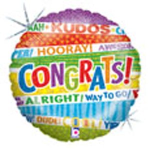 Congrats, Holographic Synonyms • Standard Size 18" Mylar Helium Balloon
