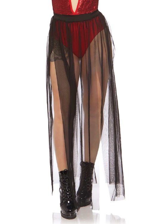 Skirt Multi Slit Sheer Black