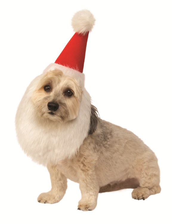 Pet Santa Hat with Beard M/L