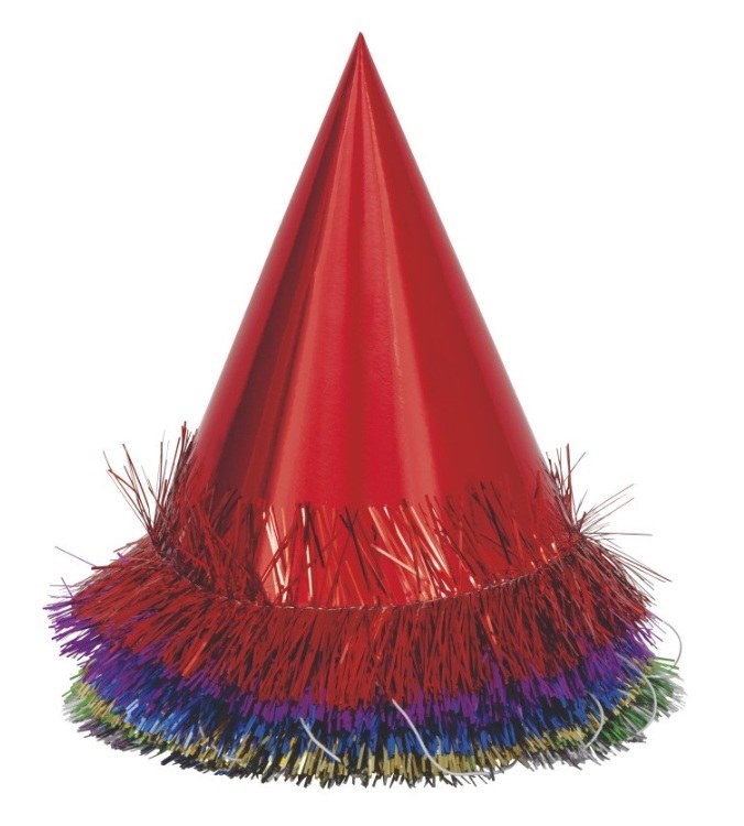 Fringed Foil Hats Asst 6ct