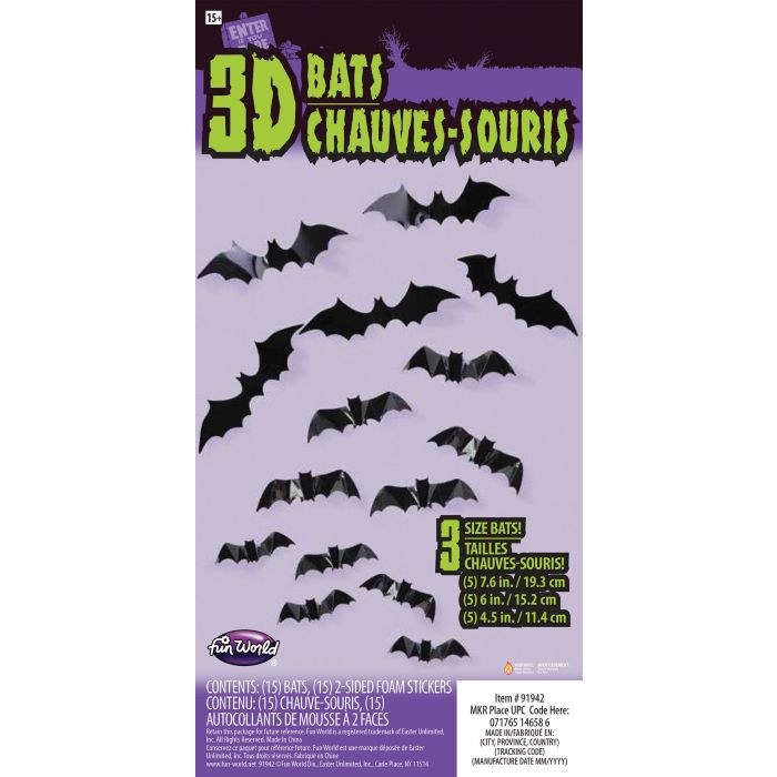 Wall Stickers Bat/Spider Asst