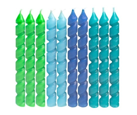 Candle Spiral Blu/Grn 10ct