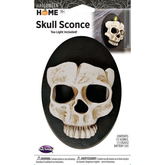 Skull Wall Sconce w/Tea Light