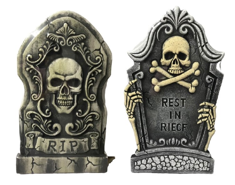 Tombstone 26in Skull RIP Asst