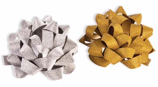 Bow Diamond Slv/Gold 6pk