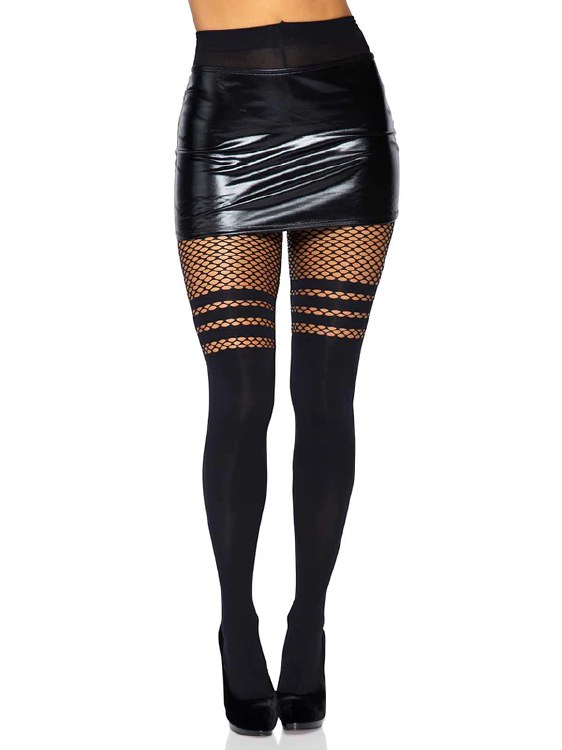 Tights Faux Thigh High Black