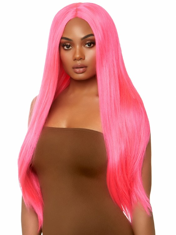 Wig Straight Long Neon Pink