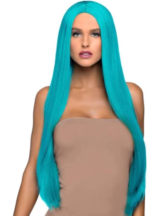 Wig Straight Long Turquoise