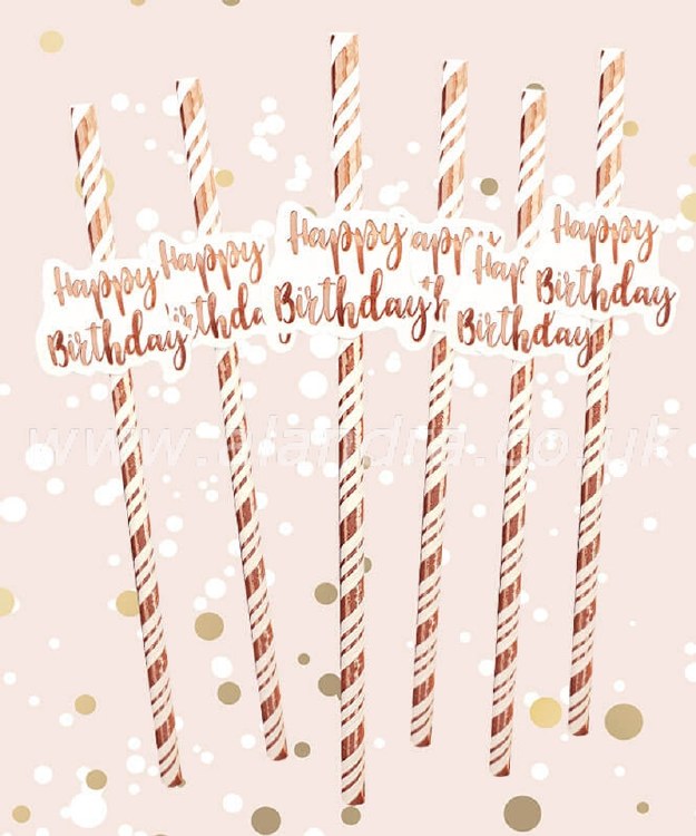 Straws Paper HB Swirl RoseG