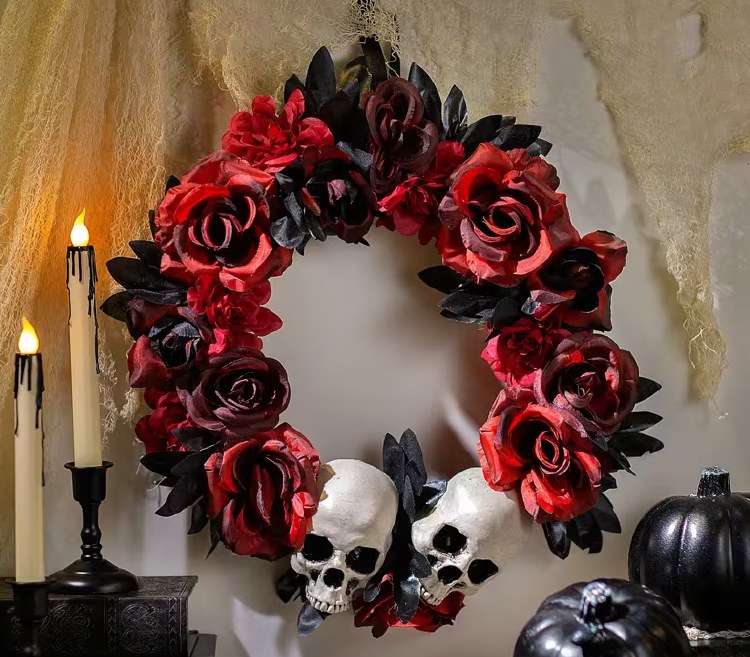 Wreath Flowered w/ Skulls