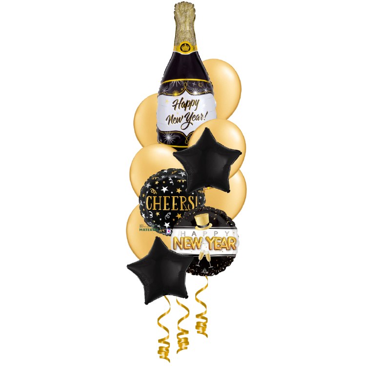 Balloon Bouquet, Deluxe Black &amp; Gold Centerpiece V4