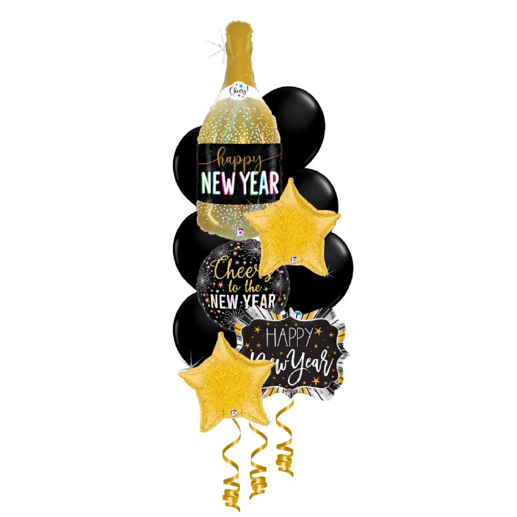 Balloon Bouquet, Deluxe Holographic Gold &amp; Black Centerpiece