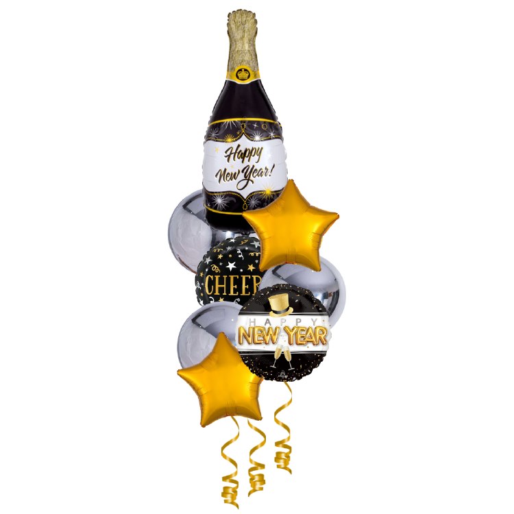 Balloon Bouquet, Gold &amp; Silver Spheroid Centerpiece