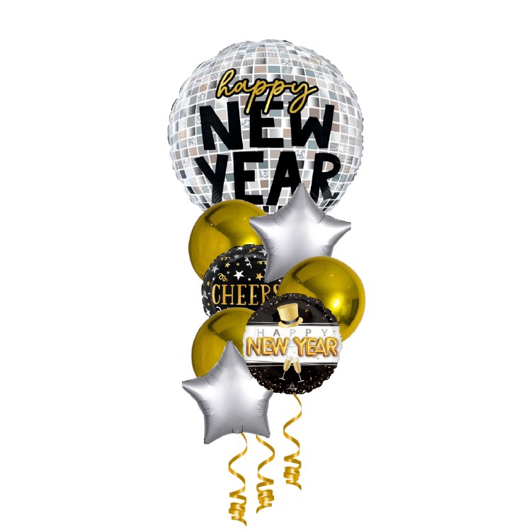 Balloon Bouquet, Disco Gold Spheroid Centerpiece