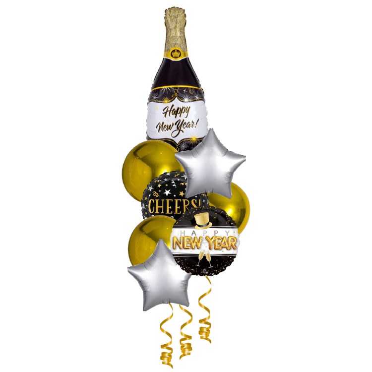 Balloon Bouquet, Silver &amp; Gold Spheroid Centerpiece