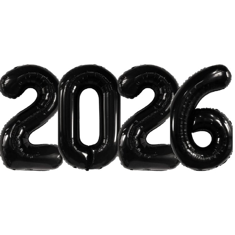 2026 34" Jumbo Helium Number Bundle • Black