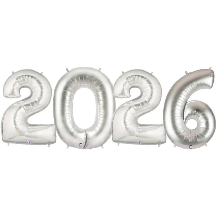 2026 40" Jumbo Helium Number Bundle • Silver