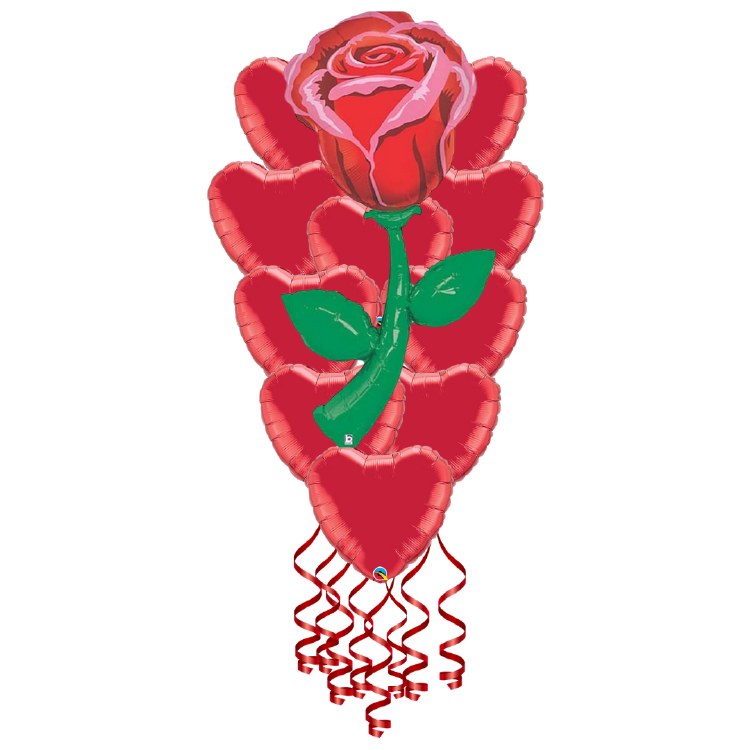 Balloon Bouquet • Mega Jumbo Rose &amp; Hearts