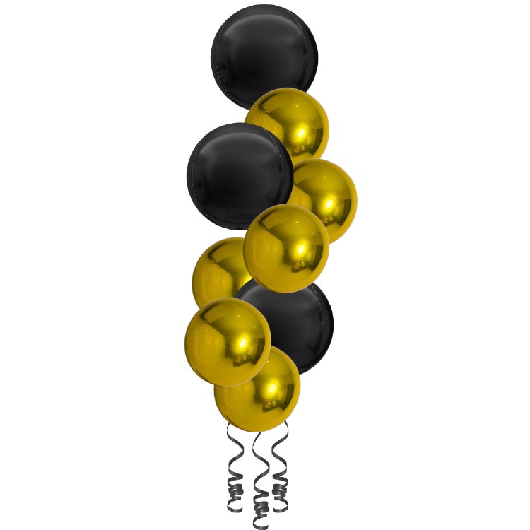 Balloon Bouquet, Spheroid Tower • Black &amp; Gold
