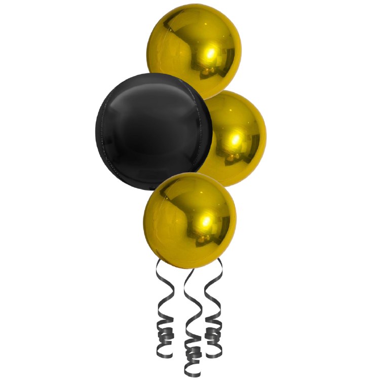 Balloon Bouquet, Spheroid Centerpiece • Black &amp; Gold