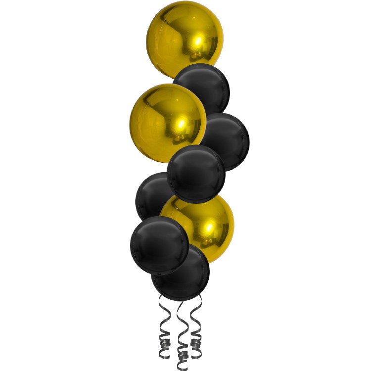 Balloon Bouquet, Spheroid Tower • Gold &amp; Black