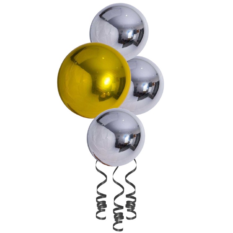 Balloon Bouquet, Spheroid Centerpiece • Gold &amp; Silver