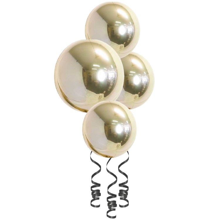 Balloon Bouquet, Spheroid Centerpiece • White Gold