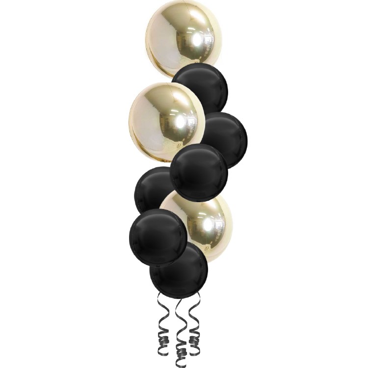Balloon Bouquet, Spheroid Tower • White Gold &amp; Black