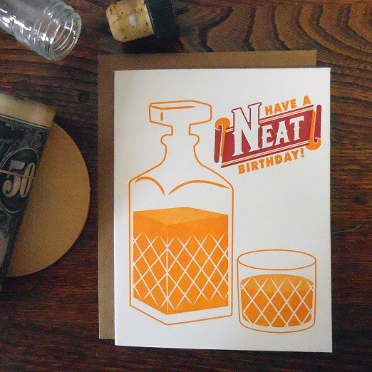 Card Whiskey Neat Birthday