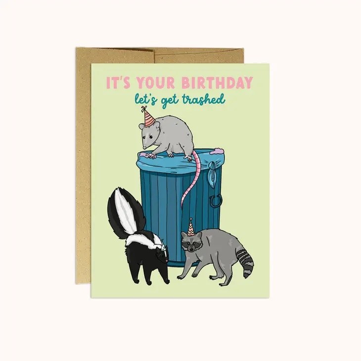 Card Birthday Trashed Animals