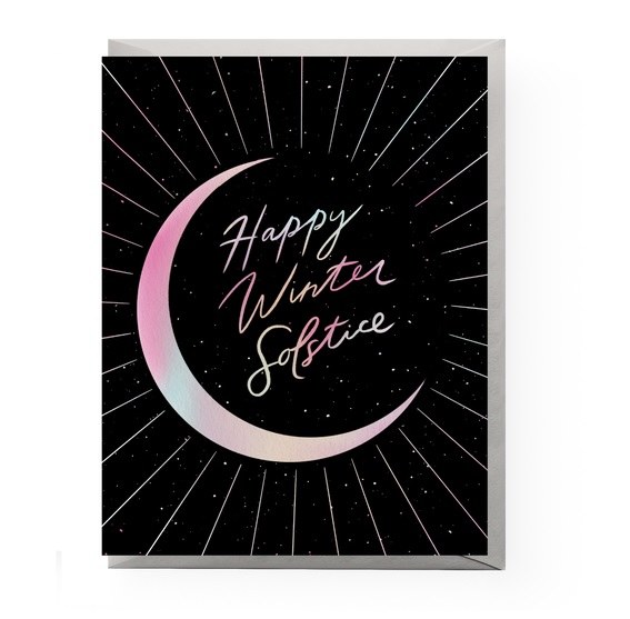 Happy Winter Solstice Ombre Moon Card • BLANK INSIDE