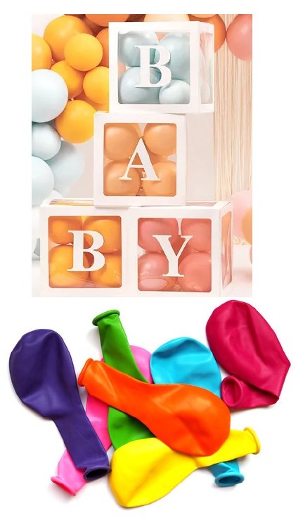 Balloon Baby Blocks • 16 Uninfalted 11" Solid Latex Balloons • Any Solid Colors!